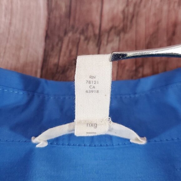 Eileen Fisher Womens Size Medium Blue Organic Cotton Oversized Button Up Shirt - Picture 11 of 14